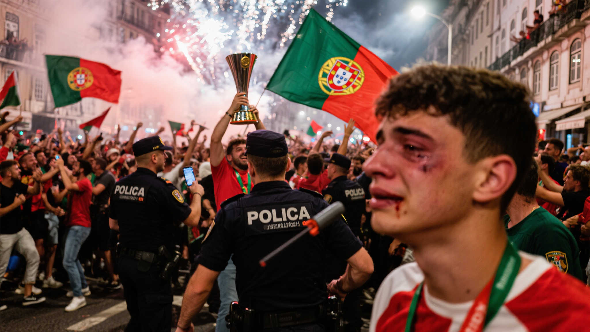 记录报:葡体夺冠庆典酿悲剧,球迷遭警方子弹击中致盲 记录报:葡体夺冠庆典酿悲剧,球迷遭警方子弹击中致盲