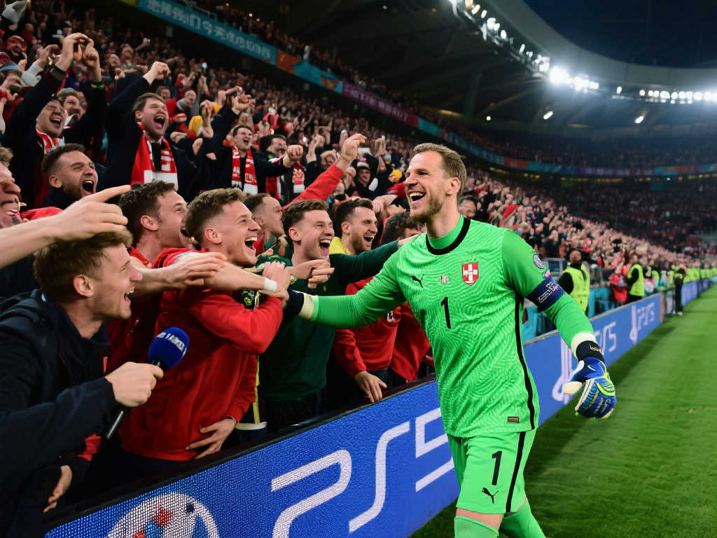 晋级英雄!赛后索默被队友簇拥至球迷面前,接受热烈欢呼与掌声 晋级英雄!赛后索默被队友簇拥至球迷面前,接受热烈欢呼与掌声